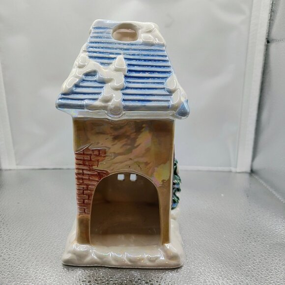 Snow Covered Christmas Cottage Tealight Candle Holder Winter Holiday Decor - Picture 8 of 14